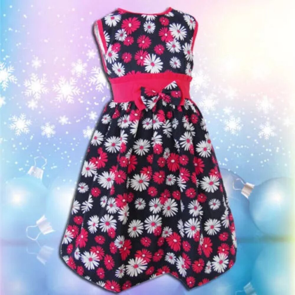 NWT GIRLS KIDS FASHION CUTE FLOWER PRINCESS FUCSHIA FLORAL CHILDREN DRESS SIZE 2